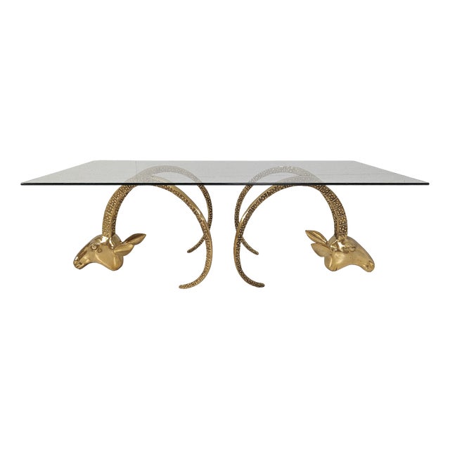Vintage Ibex Brass Coffee Table in the style of Alain Chervet, France, 1970s For Sale