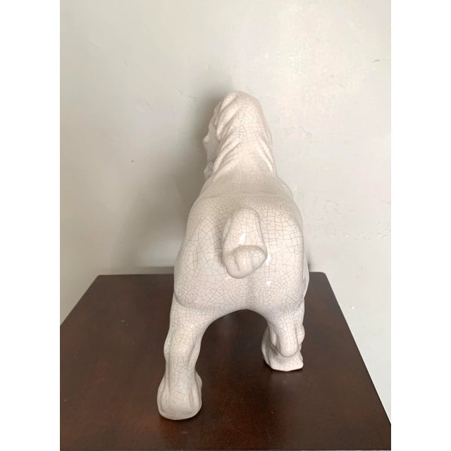 Modern Vintage Crackle Finish Ceramic Cream Color Horse Figure For Sale - Image 3 of 6