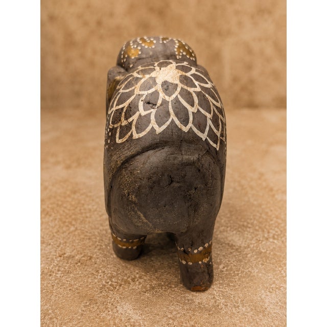 Folk Art Vintage Apropos Home Collection Hand-Painted Ceramic Elephant Figurine, Made in India For Sale - Image 3 of 11