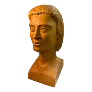 Vintage Hand Carved Wooden Figural Bust