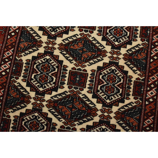 Turkmen Runner 2’10” X 6’4” Ivory Wool Vintage Tribal Hand-Knotted Rug For Sale - Image 4 of 11