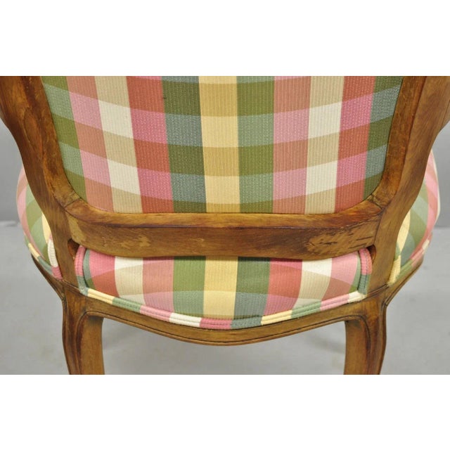 Vintage French Country Louis XV Style Plaid Arm Chair by Simon Loscertales Bona For Sale - Image 10 of 12