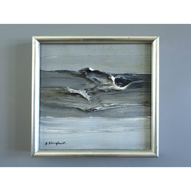 Mid-Century Modern 20th Century Modern 'Tidal Forms: A Study in Motion' Set of 3 Mini Abstract Oil Paintings, Framed For Sale - Image 3 of 12