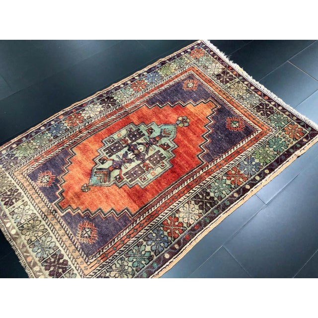Vintage Turkish Anatolian Handmade Wool Multicolor Rug For Sale In Phoenix - Image 6 of 11