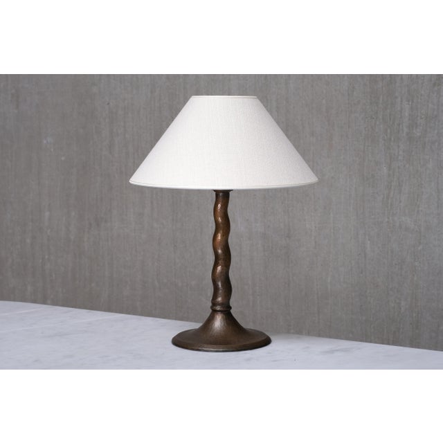 Brown Hammered Copper Model 6834 Table Lamp by Harald Notini for Böhlmarks, Sweden, 1920s For Sale - Image 8 of 11