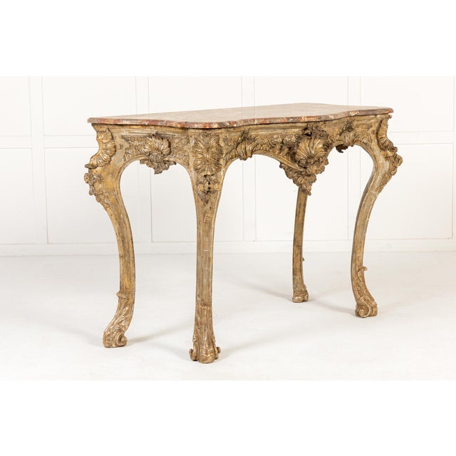 Stone Antique Italian Silver Gilt Console Table, 1700s For Sale - Image 7 of 12