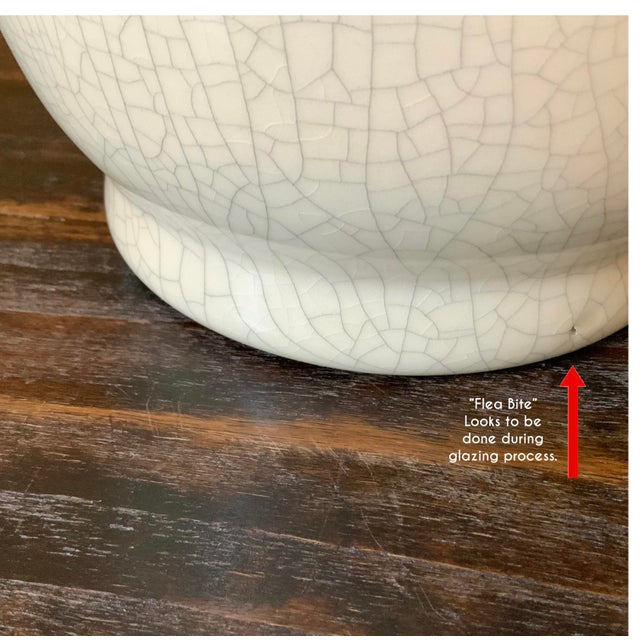 Cream Large Cream White Crackle‑Glaze Urn Lamps With Scroll Handles – 30” - A Pair For Sale - Image 8 of 8