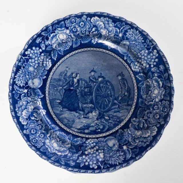 Blue Early 20th Century American Revolution Rowland & Marsellus Blue & White Historic Plates For Sale - Image 8 of 9