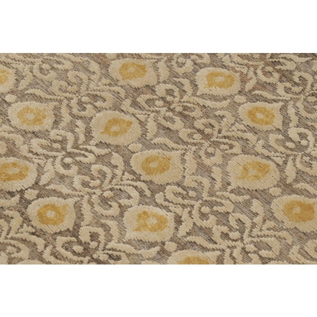Rug & Kilim’s Block Print Runner With Gold & Beige-Brown Geometric Pattern For Sale In New York - Image 6 of 10