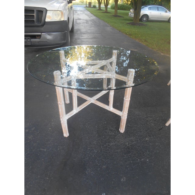 Vintage McGuire Bamboo 5 Piece Cracked Ice Dining Set For Sale - Image 9 of 13