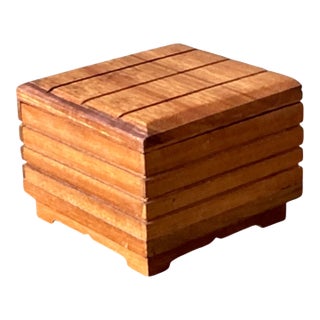 Vintage Rustic Wood Storage Box For Sale