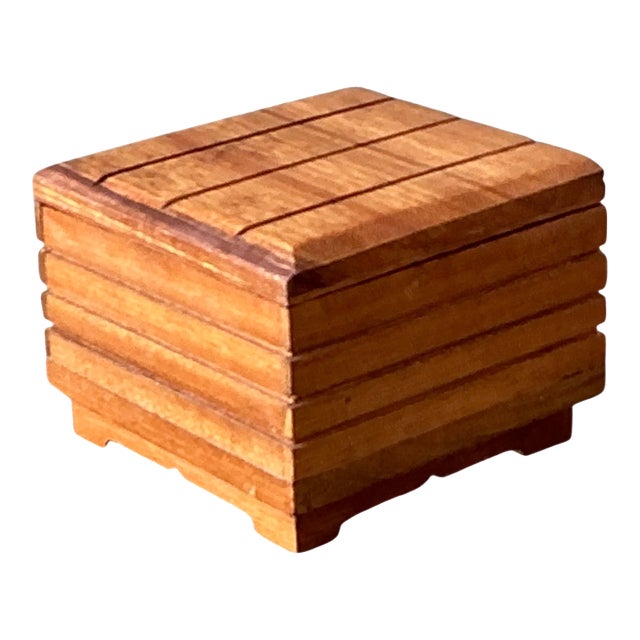 Vintage Rustic Wood Storage Box For Sale