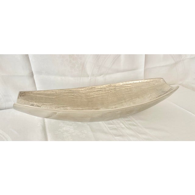 Crate & Barrel Handcrafted "Allegra" Nickel-Finish Oblong Centerpiece Bowl For Sale - Image 12 of 12