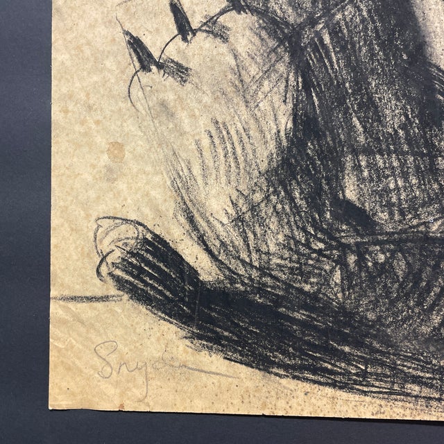 Traditional 1980s Richard Snyder Drawing of a Sleeping Cat For Sale - Image 3 of 5