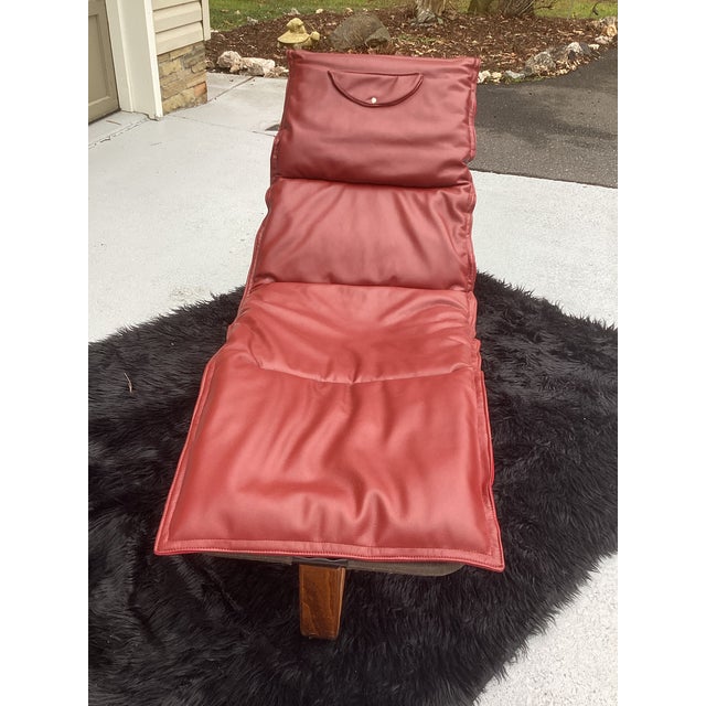 Maroon Mid Century Ingmar Relling for Westnofa Bentwood Rocking Chaise Lounge With Reversible Cushion For Sale - Image 8 of 16