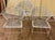 These are a very nice quality and design set of 3 wrought iron chairs with mesh seats and backs. It appears they were...