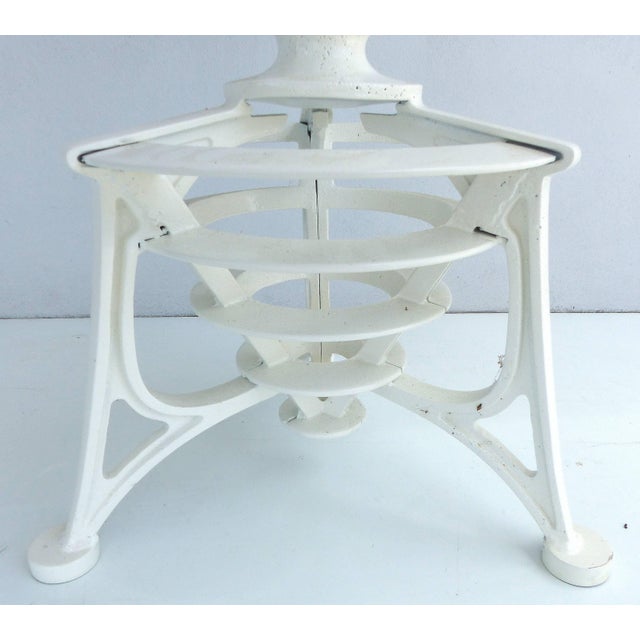 Turn of the Last Century Cast Iron Swivel Bar Stools With Leather Seats, Pair For Sale - Image 4 of 7