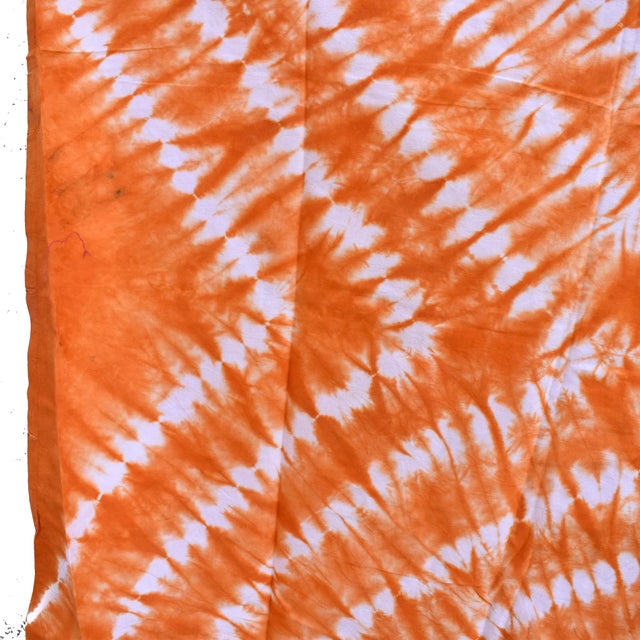African Early 20th Century Yoruba Tie Dyed Orange Textile Nigeria 63x48 inch For Sale - Image 3 of 7