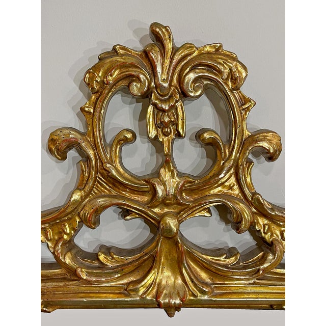 Rococo Large Vintage Giltwood Rococo Revival Wall Mirror, 54” For Sale - Image 3 of 6
