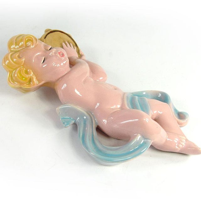 Glazed Ceramic Angel Wall Figurine from Jema, 1970s, in Very Good conditions. Designed 1970 to 1979 This piece has an...
