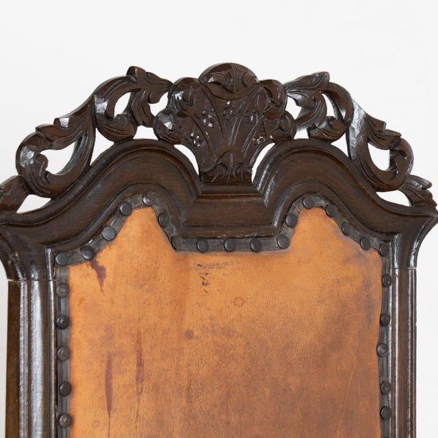 Late 19th Century Swedish Oak Carved Armchair With Vintage Leather For Sale - Image 4 of 16