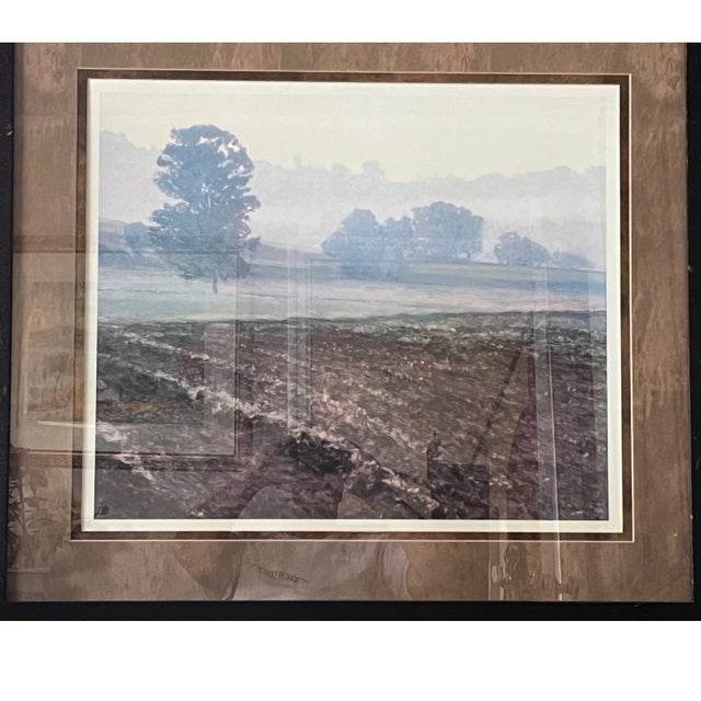 Early 21st Century Large Signed Kent Lovelace "Winter Hillside" Lithograph Designer Frame 36x34 For Sale - Image 5 of 8