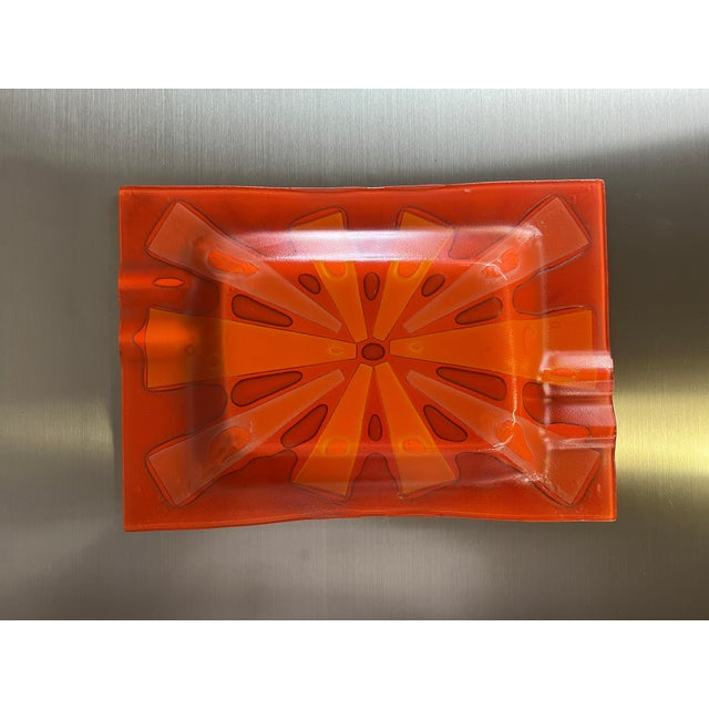 Orange Higgins Glass Dish or Tray For Sale - Image 8 of 13