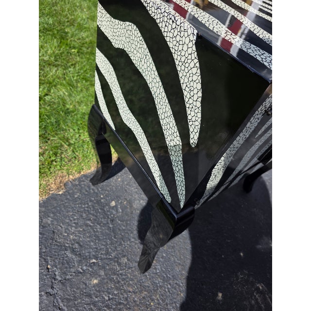 1990s Postmodeen Zebra Print 2 Door Cabinet Buffet Sideboard Console For Sale - Image 11 of 12
