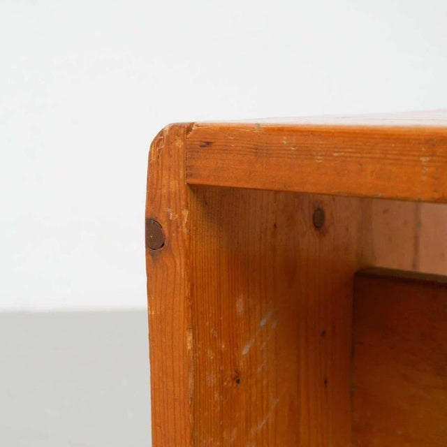 Wood Pine Wood Stool attributed to Charlotte Perriand for Les Arcs, 1950s For Sale - Image 7 of 15