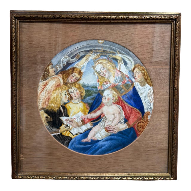 Watercolor Painting of Sandro Botticelli - Madonna Del Magnificat For Sale