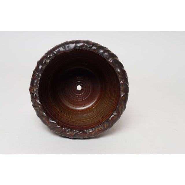 Ceramic Vintage Red, Ochre and Slate Studio Ceramic Planter With Plate by Deanna Nichols For Sale - Image 7 of 18