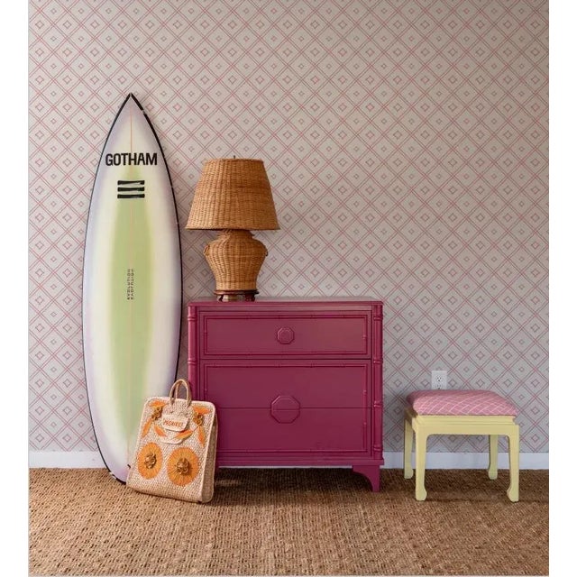A sample of our Island House Small Southampton Pink Wallpaper Care Instructions: Wipe with damp cloth.