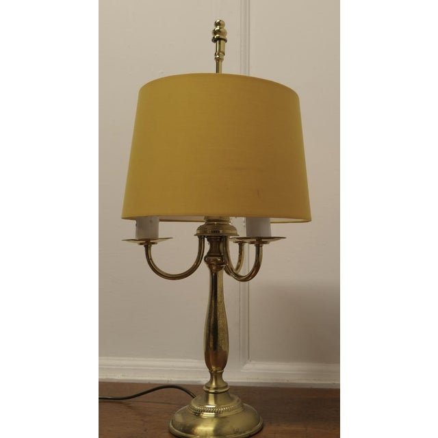 Yellow French Brass Triple Desk Lamp, 1960s For Sale - Image 8 of 8
