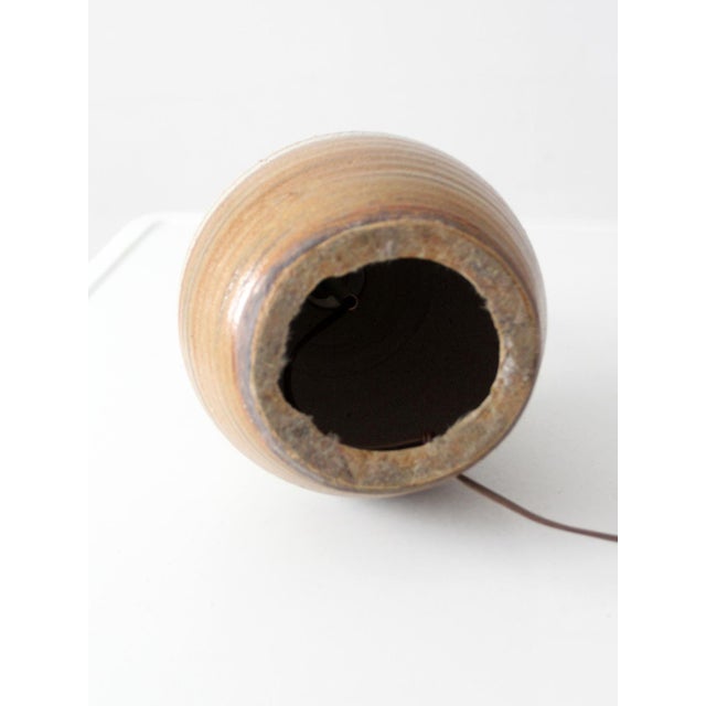 Brown Vintage Handmade Studio Pottery Lamp For Sale - Image 8 of 10
