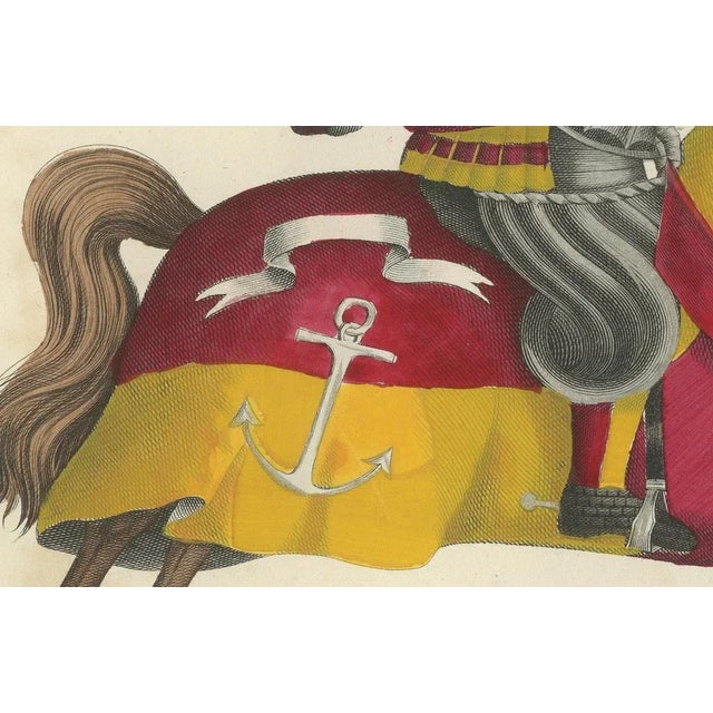 Two Knights Jousting in Vibrant Heraldic Colours, 1842, Paper For Sale - Image 3 of 8