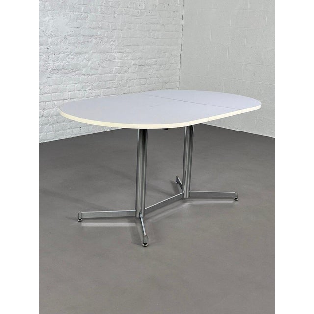 Metal Oval Extendable Dining Table in Chrome Metal with White Formica Top, 1950s For Sale - Image 7 of 16