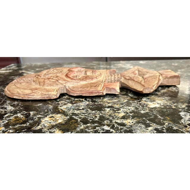 Mid 20th Century Pair of Hand-Carved, African, Wooden, Tribal Figures With Unique Faces, Headdresses, and Metal Ornamentation For Sale - Image 11 of 11