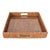 Artifacts Rattan Square Serving Ottoman Trays with Glass Insert in Brown, Small For Sale