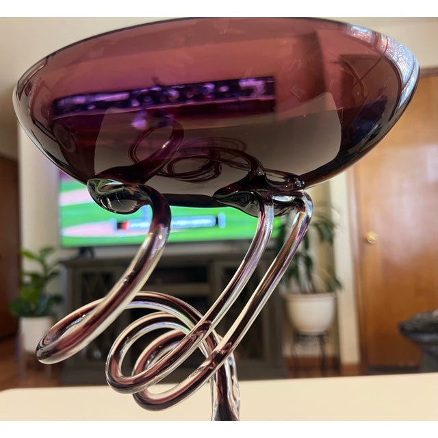 Vintage Hand Blown Glass Italian Murano Style Candy Dish For Sale In New York - Image 6 of 9