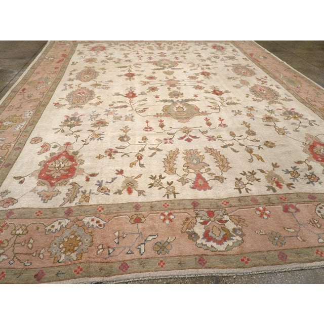 Galerie Shabab Collection Mid-20th Century Turkish Oushak Large Carpet For Sale In New York - Image 6 of 8