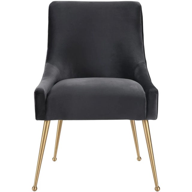 2020s Beatrix Grey Velvet Side Chair with Gold Legs For Sale - Image 5 of 12
