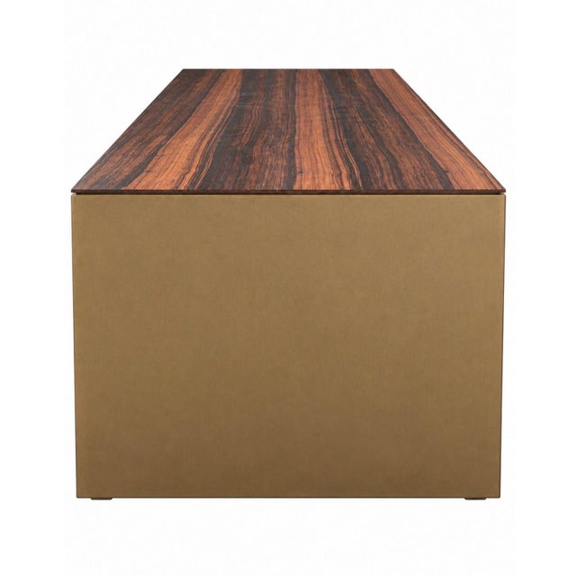 1970s Rosewood and Solid Bronze Architectural Bench, 1970’s For Sale - Image 5 of 9