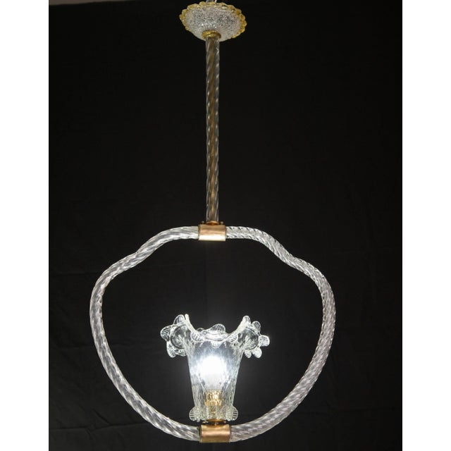 Splendid Art Deco style pendant made by the Barovier & Toso glassworks in the 1940s-1950s. The chandelier is 90cm high...