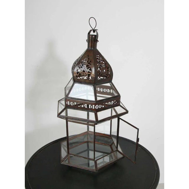 Handcrafted Large Moroccan Clear Glass Candle Lantern For Sale - Image 11 of 13