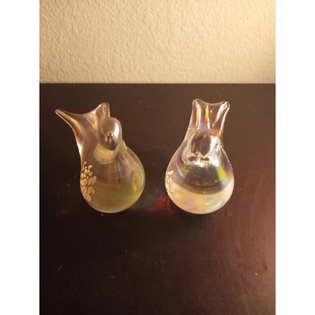 Transparent 1980s Silvestri Italy Art Glass Iridescent Bird Figurines - Set of 2 For Sale - Image 8 of 8
