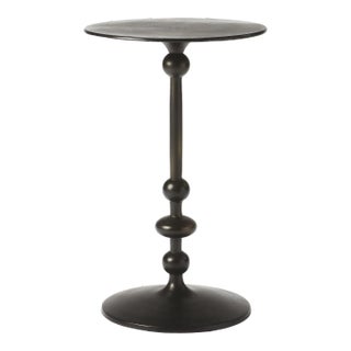 Zora Distressed Iron Pedestal Accent Table, Black For Sale