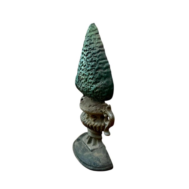 Late 20th Century Vintage Cast Iron Boxwood Topiary Tree in Handled Urn Door Stop For Sale - Image 5 of 6