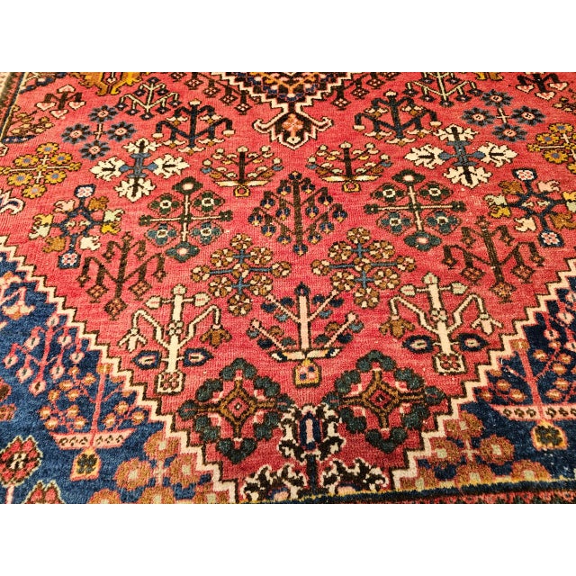 Vintage Persian Joshegan Kashan Rug, Hand-Knotted Wool, Weeping Willow Pattern, Red & Blue, 5x7 For Sale - Image 12 of 13