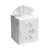 Size: W-4 ½”, D-4 ½”, H-5 ¼” (Fits the standard Puffs & Kleenex cubes) Fabric: White Linen / Cotton Embroidery: Aqua/Beige...