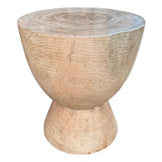 Sculptural Side Table Mango Wood Bleached Finish For Sale